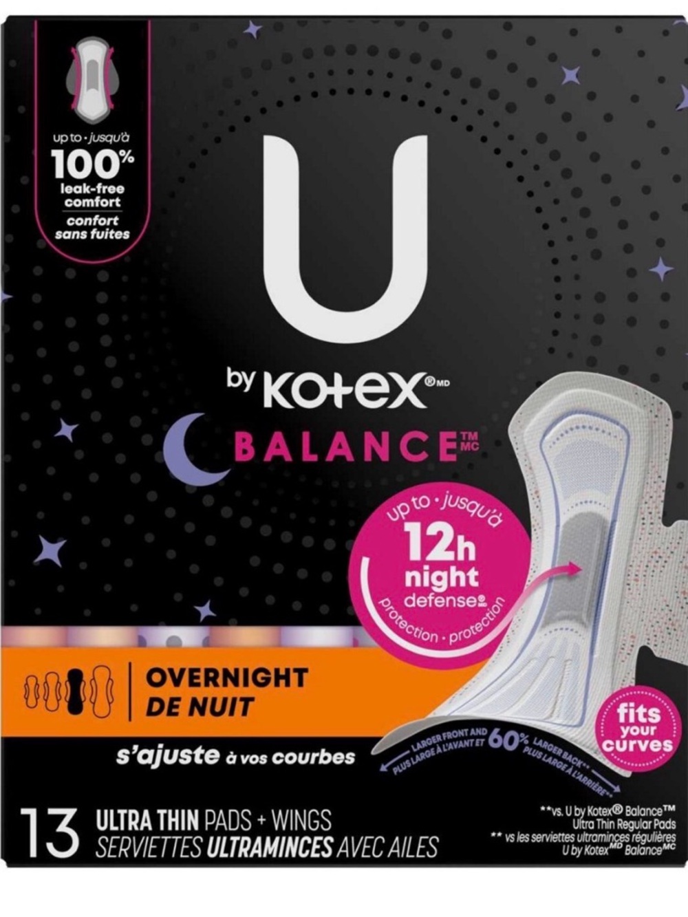 Overnight Pads Pack - Black with Pink & White Accents